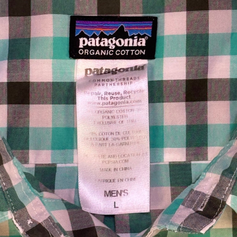 Patagonia Organic Cotton Plaid Button Up Shirt Mens Large Short Sleeve - Picture 3 of 8